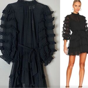 Cleobella Black Ruffle Mini Dress